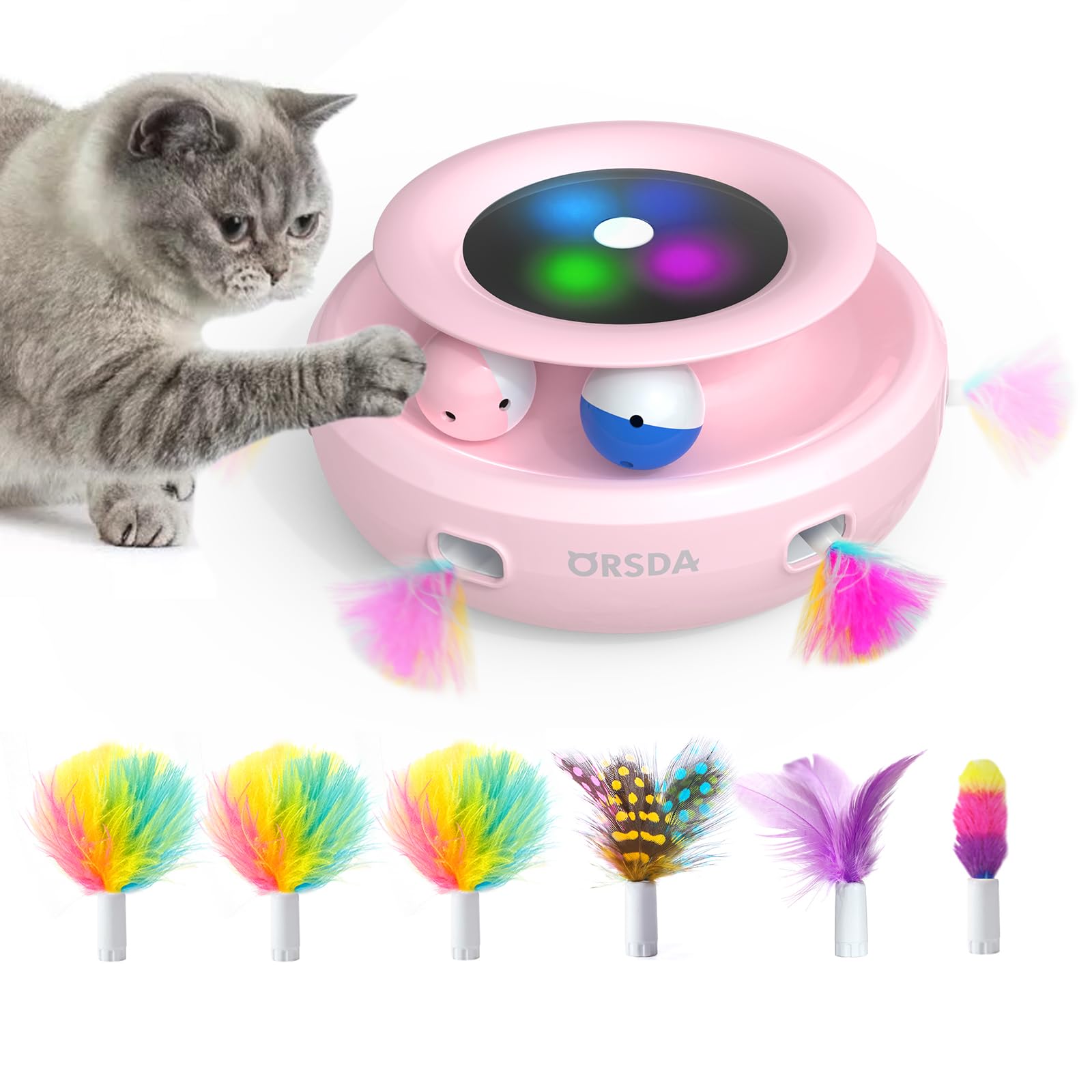 Amazon | 猫おもちゃ 電動 ORSDA 猫じゃらし 自動 猫ボール 2in1一体式